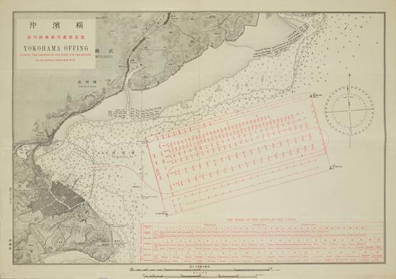 横浜沖凱旋観艦式艦隊排列図　横浜沖　水路部（１９５３号）