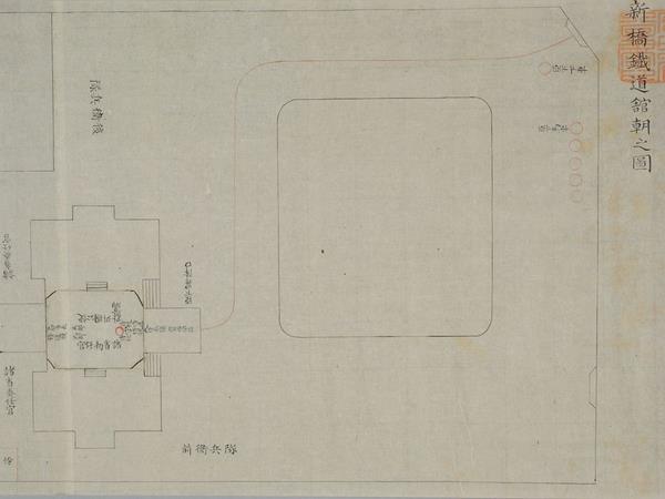 新橋横浜間鉄道開通式行幸鋪設図
